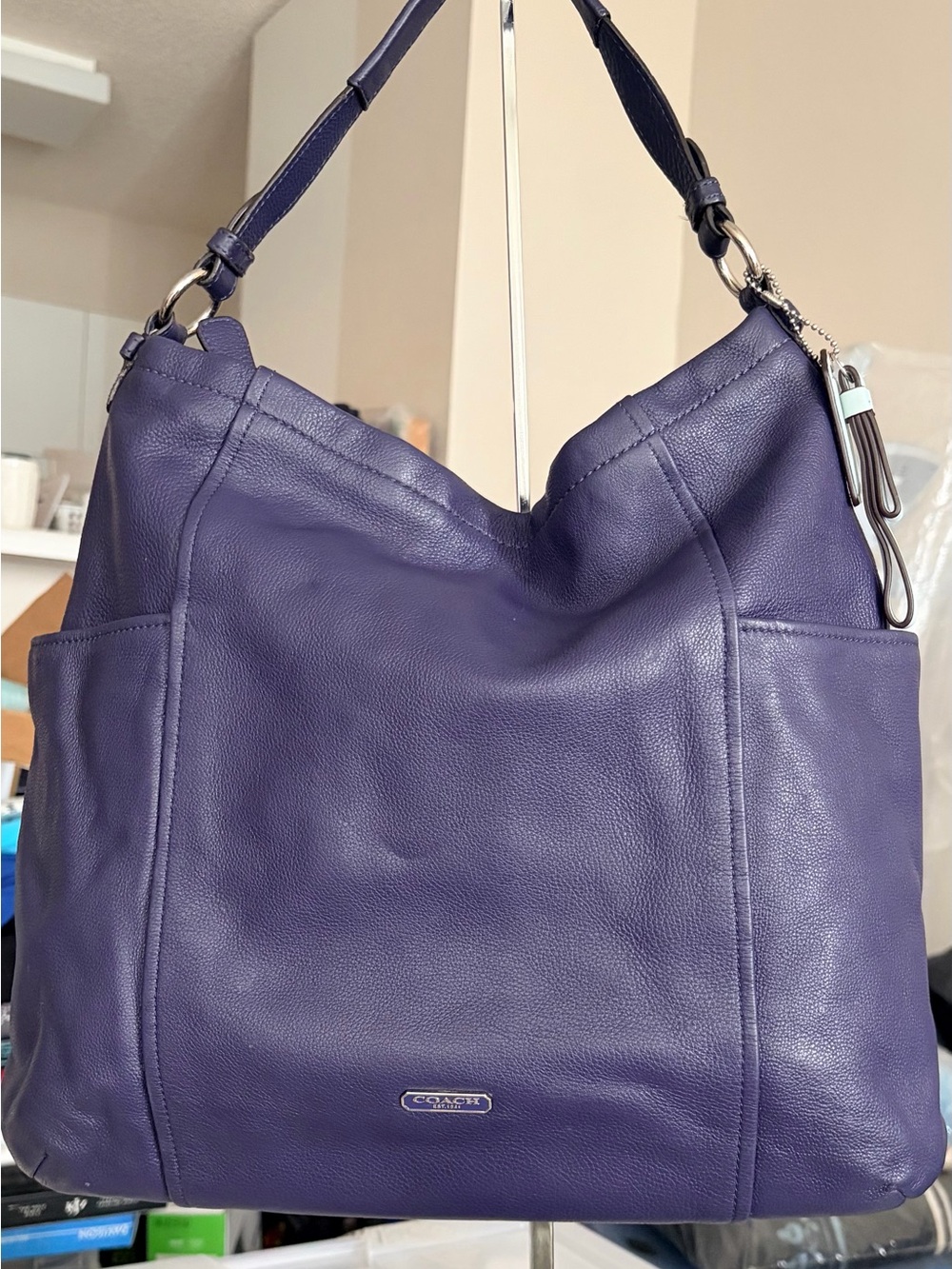 Coach Deep Purple Leather Hobo Shoulder Bag